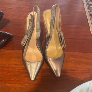 Dior Shimmering Silver Slingback Heels